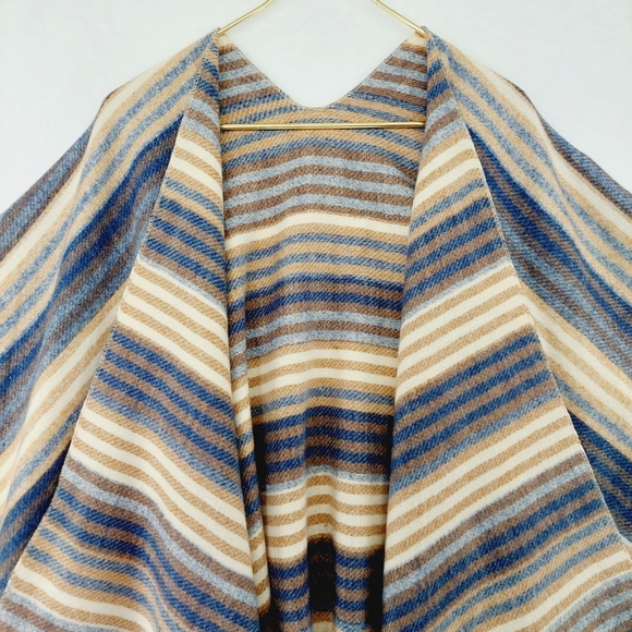 Boutique Tan Black Stripped Winter Cozy Fringe Soft Big Scarf Shawl  Z13 - Picture 3 of 6